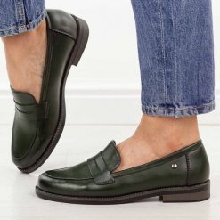 Zielone skórzane mokasyny damskie Vinceza 18131. Zielone mokasyny damskie VINCEZA, z jeansu, biznesowe. Za 219.00 zł.