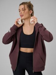 4F Bluza dresowa rozpinana z kapturem damska - brązowa S. Brązowe bluzy damskie 4f, s, bez wzorów, z dresówki, biznesowe, bez kołnierzyka, bez ramiączek, z kapturem. Za 169.99 zł.