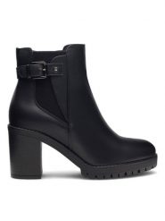 Clara Barson Botki MAGNA HL221125 Czarny. Czarne botki damskie Clara Barson, ze skóry, bez obcasa, na słupku, bez zapięcia. Za 169.99 zł.