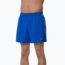 Spodenki do biegania męskie Mizuno Core 5.5". Niebieskie krótkie spodenki sportowe męskie Mizuno, m, bez wzorów, z materiału, do biegania. Za 99.99 zł.