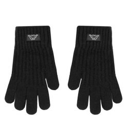 Rękawiczki Kappa. Czarne rękawiczki damskie Kappa, bez wzorów, z dzianiny. Za 39.99 zł.