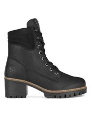 Rieker Trzewiki Y8610-00 Czarny. Czarne botki damskie Rieker, z materiału, bez obcasa, na słupku, bez zapięcia. Za 335.00 zł.