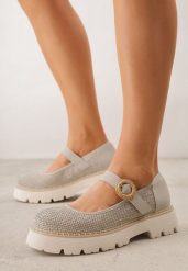 Zielone Skórzane Półbuty na Platformie z Paskiem z Klamerką i Plecionką Limnoreia. Zielone półbuty damskie Born2be, bez wzorów, z dzianiny, klasyczne, bez obcasa, na platformie, bez zapięcia. Za 89.99 zł.