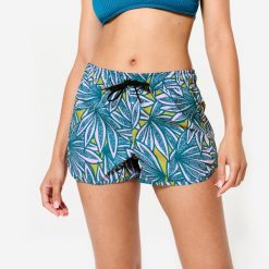 Spodenki surfingowe damskie Olaian Tini Flow. Fioletowe szorty sportowe damskie OLAIAN, bez wzorów, z materiału, sportowe, żeglarskie. Za 69.99 zł.