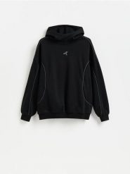 Bluza z zabudowanym kapturem - czarny. Czarne bluzy męskie Reserved, l, bez wzorów, z dzianiny. Za 159.99 zł.