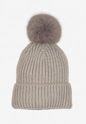 Jasnoszara Czapka Ozdobiona Pomponem Seandoriel. Szare czapki i kapelusze damskie Renee, bez wzorów, z materiału, eleganckie. Za 34.99 zł.