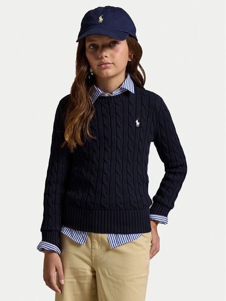 Polo Ralph Lauren Sweter 313901316009 Granatowy Regular Fit. Niebieskie swetry dla dziewczynek Polo Ralph Lauren, bez wzorów, bez kołnierzyka, bez ramiączek, bez kaptura. Za 599.99 zł.