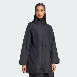 Parka City Rain. Czarne parki damskie Adidas, m, bez wzorów, z materiału, biznesowe, bez kaptura. Za 749.00 zł.