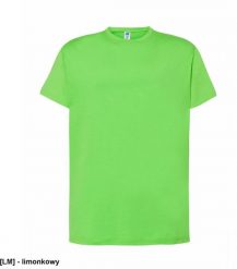 T-shirt JHK TSRA 150 - męski z krótkim rękawem wzmocniony lycrą ściągacz, 100% bawełna, 155-160g - limonkowy L. T-shirty męskie JHK, l, bez wzorów, z bawełny, bez kołnierzyka. Za 20.50 zł.