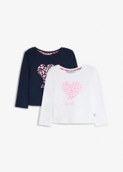Bluzka z długim rękawem marki Lurchi z czystej bawełny organicznej (zestaw 2 szt.). Niebieskie t-shirty i topy dla dziewczynek bonprix, bez wzorów, z bawełny, bez ramiączek. Za 109.99 zł.