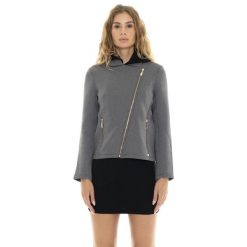 Kurtka z zamek błyskawiczny na co dzień na siłownię. Szare kurtki damskie LEONE 1947 APPAREL, bez wzorów, z bawełny, bez kaptura, na fitness i siłownię. W wyprzedaży za 273.65 zł.