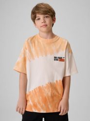 4F T-shirt loose z nadrukiem chłopięcy - pomarańczowy 158/164 (12-14 lat). Brązowe t-shirty dla chłopców 4f, bez wzorów, z bawełny, bez ramiączek. Za 59.99 zł.