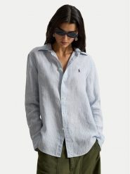 Polo Ralph Lauren Koszula 211A96158003 Błękitny Classic Fit. Niebieskie bluzki damskie Polo Ralph Lauren, xxs, bez wzorów, ze lnu, bez kołnierzyka, bez ramiączek. Za 858.99 zł.