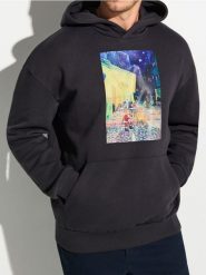Bluza hoodie z nadrukiem świątecznym - szary. Szare bluzy męskie Sinsay, l, bez wzorów, bez kaptura. Za 59.99 zł.