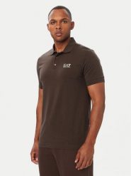 EA7 Emporio Armani Polo 8NPF14 PJVQZ U6027 Brązowy ciemny Regular Fit. Brązowe koszulki polo męskie EA7 Emporio Armani, m, bez wzorów, z bawełny, bez ramiączek. Za 374.99 zł.