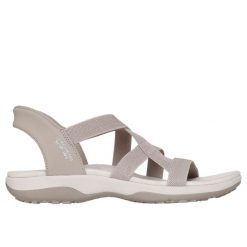 Sandały damskie Skechers Reggae Slim Stretch Flex. Brązowe sandały damskie Skechers, bez wzorów, bez obcasa, bez zapięcia. Za 259.99 zł.