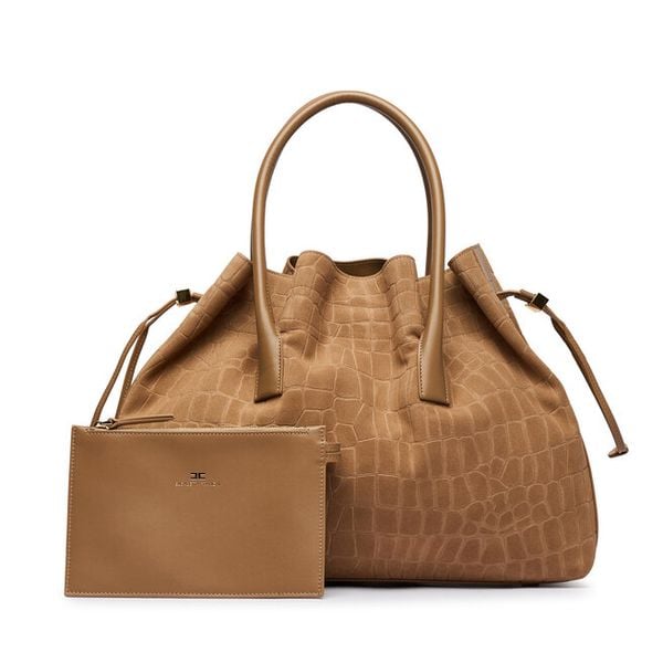 Torebka Elisabetta Franchi. Brązowe torebki do ręki damskie Elisabetta Franchi, bez wzorów, klasyczne, bez dodatków. Za 3,789.00 zł.