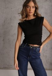 Czarna Bluzka Elastyczna z Dekoltem Łódka Artosa. Czarne koszule damskie Renee, m, bez wzorów, z jeansu, eleganckie, bez kołnierzyka, bez ramiączek. Za 59.99 zł.