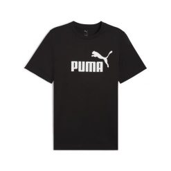 Męska koszulka Essentials z logo No. 1 PUMA Black. Czarne buty sportowe męskie Puma, m, bez wzorów, z gumy, bez kołnierzyka, bez ramiączek, na fitness i siłownię. Za 74.99 zł.