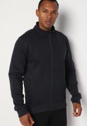 Granatowa Bluza Polarowa z Suwakiem Pinovia. Niebieskie bluzy męskie Born2be, m, bez wzorów, z polaru, bez kaptura. Za 54.99 zł.