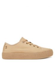 Tommy Hilfiger Espadryle Vulc Espadrille Sneaker FW0FW08404 Beżowy. Brązowe espadryle damskie Tommy Hilfiger, bez wzorów, z materiału, bez obcasa, bez zapięcia. Za 239.99 zł.