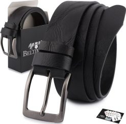 Beltimore Pasek męski skórzany premium szeroki 4 cm skóra licowa Beltimore czarny E36. Czarne paski damskie Beltimore, bez wzorów, ze skóry. Za 65.99 zł.