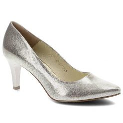 Czółenka damskie Clasicco, czółenka na obcasie wykonane ze skóry licowej z metalicznym wykończeniem szpiczastym noskiem i smukłym obcasem typu szpilk. Żółte czółenka damskie Clasicco, bez wzorów, ze skóry, eleganckie, ze szpiczastym noskiem, bez obcasa, na obcasie, bez zapięcia. Za 269.00 zł.