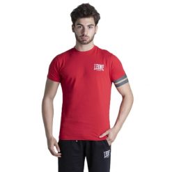 Męska koszulka z krótkim rękawem Summer Basic. Czerwone buty sportowe męskie LEONE 1947 APPAREL, l, bez wzorów, z tkaniny, bez kołnierzyka, bez ramiączek, na fitness i siłownię. Za 75.78 zł.