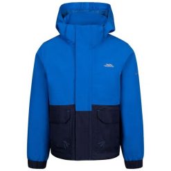 Kurtka Wodoodporna Zeppe TP50 Dla Chłopców. Niebieskie kurtki i płaszcze dla chłopców Trespass, bez wzorów, z materiału, z kapturem. Za 216.99 zł.