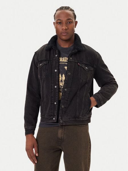 Levi's® Kurtka jeansowa Type III Sherpa 16365-0291 Czarny Regular Fit. Czarne kurtki męskie m, bez wzorów, z bawełny, bez kaptura. Za 639.99 zł.