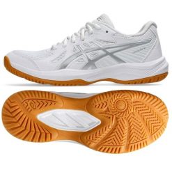 Buty Asics Upcourt 6 W 1072A107-100 białe. Białe obuwie sportowe damskie bez wzorów, z gumy, do siatkówki. Za 403.24 zł.