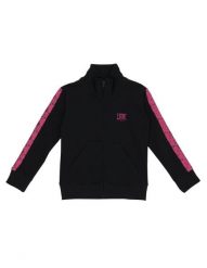 Bluza z zamek błyskawiczny na co dzień na siłownię. Czarne bluzy damskie LEONE 1947 APPAREL, bez wzorów, z bawełny, z kapturem. Za 126.26 zł.