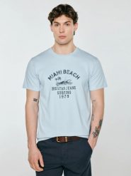 Koszulka męska z kontrastowym nadrukiem błękitna Fors 400. Niebieskie t-shirty męskie Big Star, na lato, l, bez wzorów, z dzianiny, klasyczne, bez kołnierzyka. Za 79.99 zł.