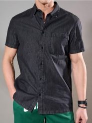 Koszula regular fit z krótkim rękawem - szary. Szare koszule męskie Sinsay, l, bez wzorów, bez kołnierzyka, bez ramiączek. W wyprzedaży za 29.99 zł.