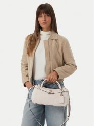 Guess Torebka Ella Logo HWPD97 46050 Kremowy. Białe torebki do ręki damskie Guess, z aplikacjami, ze skóry, bez dodatków. Za 584.99 zł.