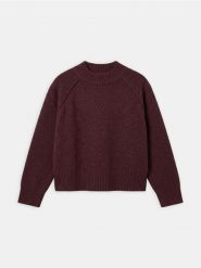 Sweter z półgolfem z domieszką wełny - bordowy. Czerwone swetry damskie Sinsay, l, bez wzorów, z wełny, bez kołnierzyka, bez ramiączek, bez kaptura. Za 59.99 zł.