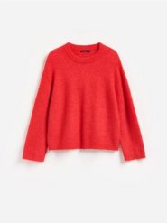 Sweter z wełną alpaki - czerwony. Czerwone swetry damskie Reserved, l, bez wzorów, z dzianiny, bez kołnierzyka, bez ramiączek, bez kaptura. Za 219.99 zł.