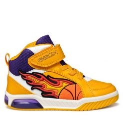 Sneakersy Geox. Żółte trampki i tenisówki chłopięce Geox, bez wzorów, bez zapięcia. Za 189.99 zł.