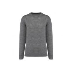 Sweter v-neck z merynosów Kariban Premium. Szare swetry przez głowę męskie KARIBAN, na zimę, m, bez wzorów, bez kołnierzyka. Za 305.50 zł.