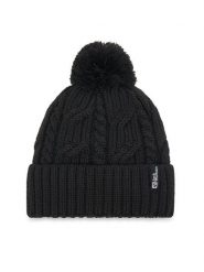 Jack Wolfskin Czapka Pompom 1905092 Czarny. Czarne szaliki i chusty damskie Jack Wolfskin, bez wzorów, z wełny, sportowe. Za 139.99 zł.