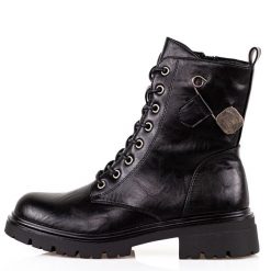 Czarne trapery damskie M.Daszyński 2508-4. Czarne śniegowce i trapery damskie M.Daszyński, ze skóry. Za 199.00 zł.