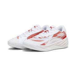 Buty koszykarskie All-Pro NITRO Team PUMA White For All Time Red. Białe buty sportowe męskie Puma, z materiału, bez zapięcia, do koszykówki. Za 539.99 zł.