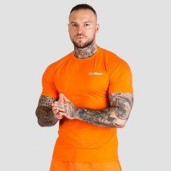 Koszulka męska fitness slim pomarańczowa TRN. Brązowe koszulki sportowe męskie GYMBEAM, m, bez wzorów, z bawełny, bez kołnierzyka, bez ramiączek, na fitness i siłownię. Za 72.90 zł.