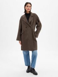 Opus Płaszcz wełniany damski Kobiety brązowy jednolity, 44. Brązowe płaszcze damskie Opus, bez wzorów, z wełny, krótkie, bez kaptura. Za 899.95 zł.