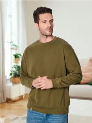 Bluza - khaki. Brązowe bluzy męskie Sinsay, l, bez wzorów, z materiału, bez kaptura. W wyprzedaży za 24.99 zł.
