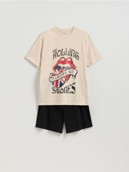 Dwuczęściowa piżama Rolling Stones - złamana biel. Piżamy męskie Reserved, l, bez wzorów, z bawełny, bez ramiączek. W wyprzedaży za 69.99 zł.
