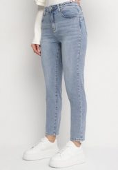 Jasnoniebieskie Jeansy Mom Fit z Wysokim Stanem Delaweth. Niebieskie jeansy damskie Born2be, z podwyższonym stanem. Za 99.99 zł.