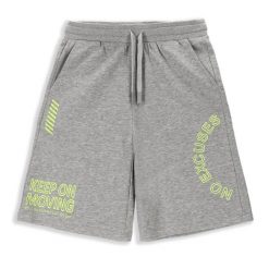 Spodenki sportowe dla dzieci Lemon Explore WL4 do kolan. Szare szorty dla chłopców LEMON explore, bez wzorów, z bawełny, sportowe. Za 39.90 zł.