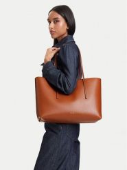 Calvin Klein Torebka Foil Logo Tote W/Pouch LV04F3274G Brązowy. Brązowe torebki do ręki damskie Calvin Klein, bez wzorów, ze skóry, bez dodatków. Za 649.99 zł.