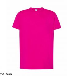T-shirt JHK TSRA 150 - męski z krótkim rękawem wzmocniony lycrą ściągacz, 100% bawełna, 155-160g - fuksja L. Czerwone t-shirty męskie JHK, l, bez wzorów, z bawełny, bez kołnierzyka. Za 20.50 zł.